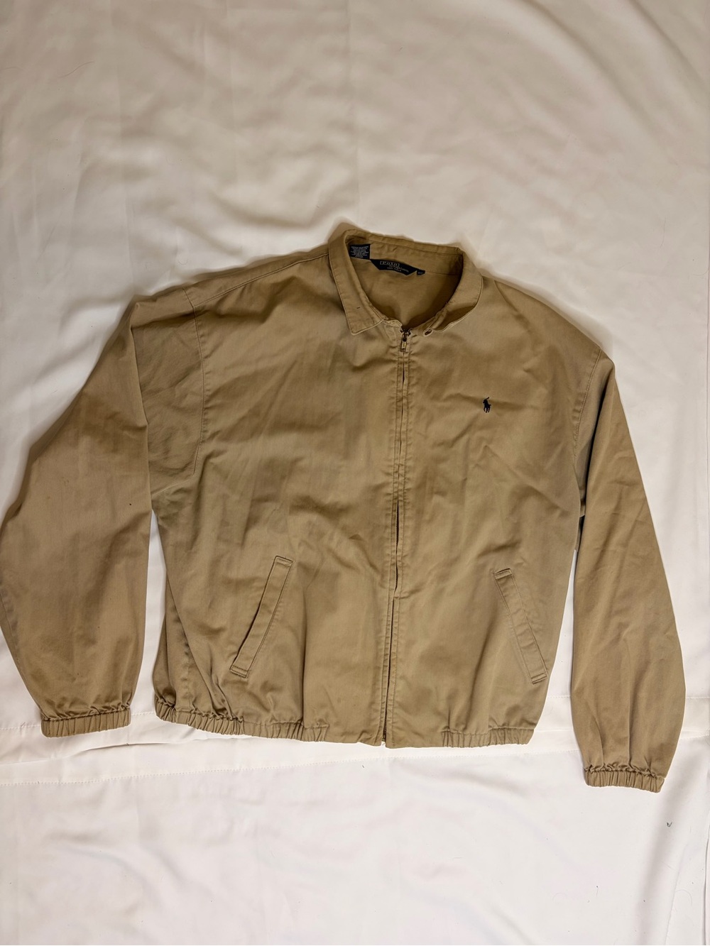 Vintage 90’s Polo Ralph Lauren Bomber Jacket Men’s Size XXL Beige Single Stitch